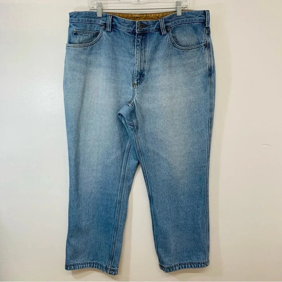 Duluth Trading Co Jeans Men Size 40x30  Straight Leg Blue Light Wash Cotton - Picture 1 of 12